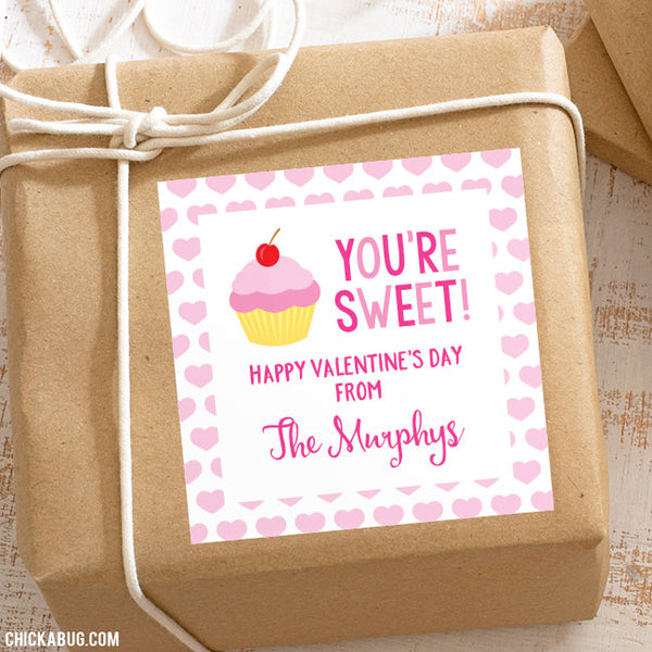 Cupcake Valentine's Day Gift Labels