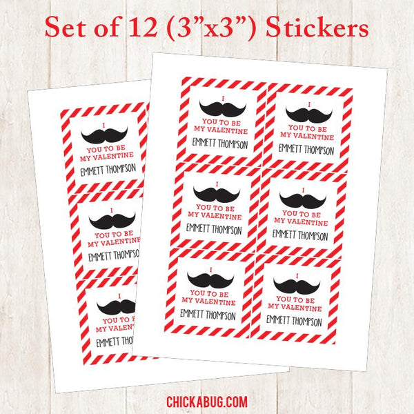 Mustache Valentine's Day Gift Labels