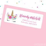 Unicorn with Flower Crown Address Labels