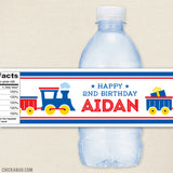 Train Birthday Water Bottle Labels