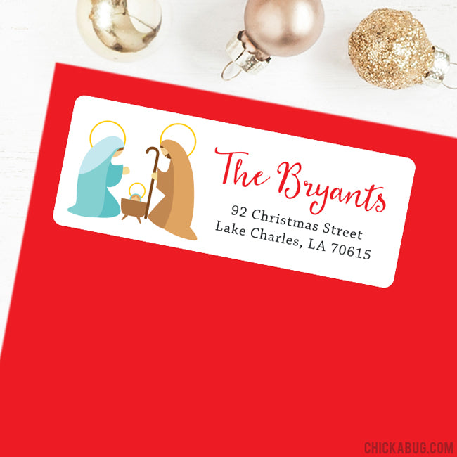Personalized Nativity Scene Christmas Return Address Labels – Chickabug