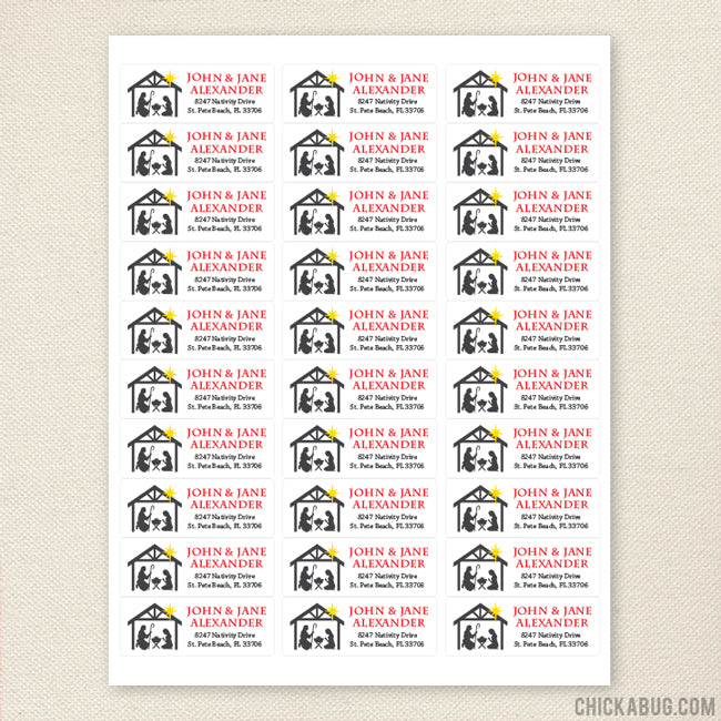 Personalized Christmas Nativity Silhouette Return Address Labels ...
