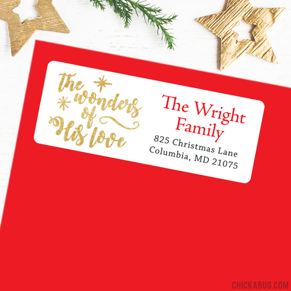 "The Wonders of His Love" Christmas Address Labels