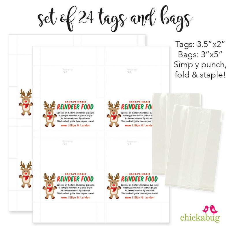 Reindeer Food Christmas Paper Tags and Bags