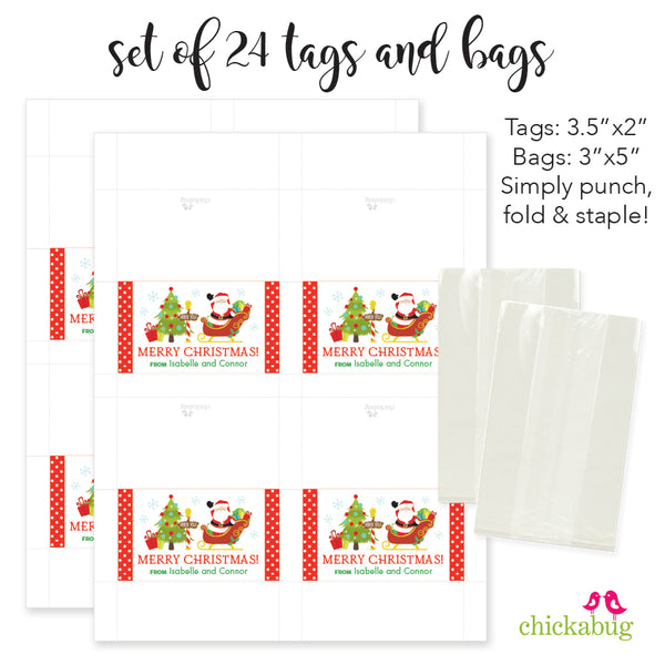 Santa in His Sleigh Christmas Paper Tags and Bags