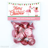 Pink Flamingo Christmas Paper Tags and Bags
