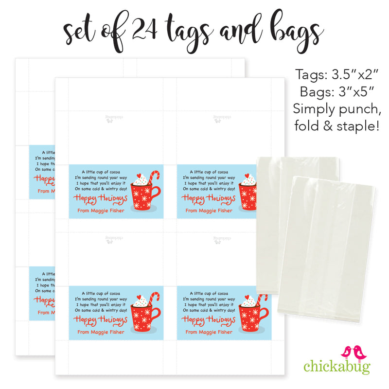 Happy Holidays Cocoa Paper Tags and Bags