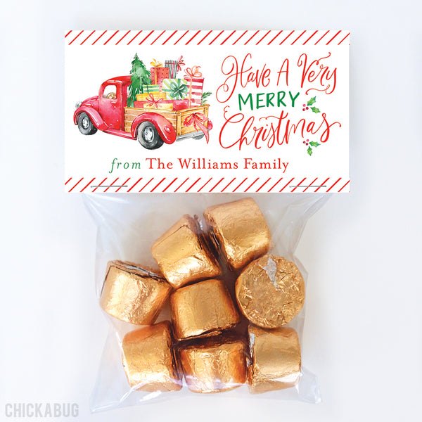 Vintage Truck Merry Christmas Paper Tags and Bags