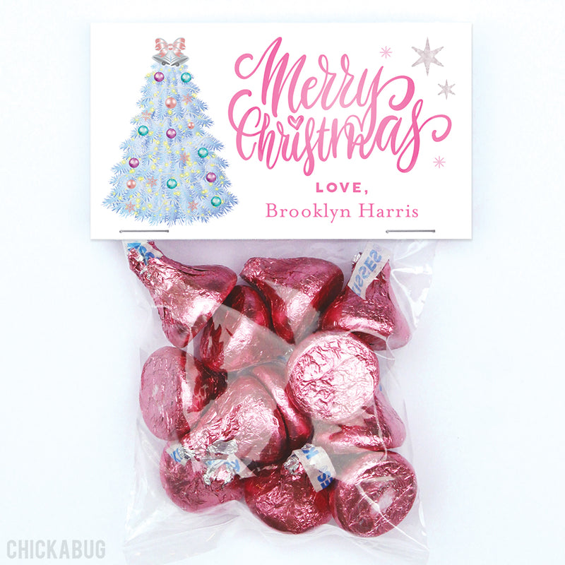 Holiday Gift Tags in Pink Christmas Tree