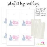 Pink Christmas Tree Paper Tags and Bags