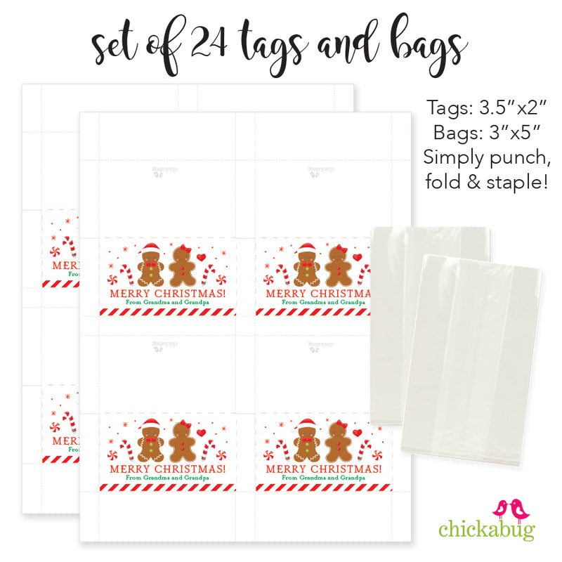 Gingerbread Family of 2 - Christmas Paper Tags and Bags