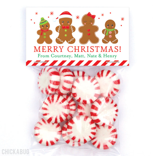 Gingerbread Family of 4 - Christmas Paper Tags and Bags