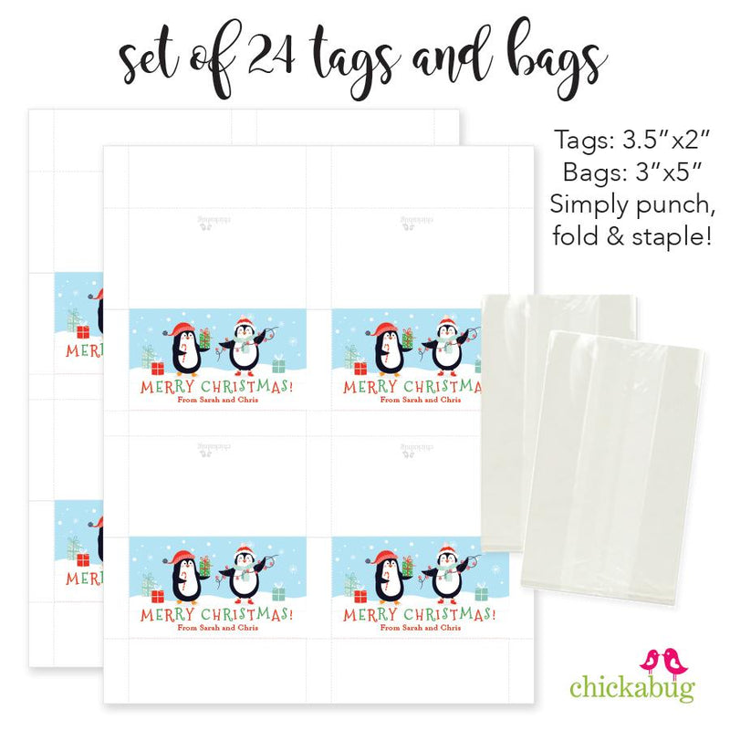Penguin Family of 2 - Christmas Paper Tags and Bags
