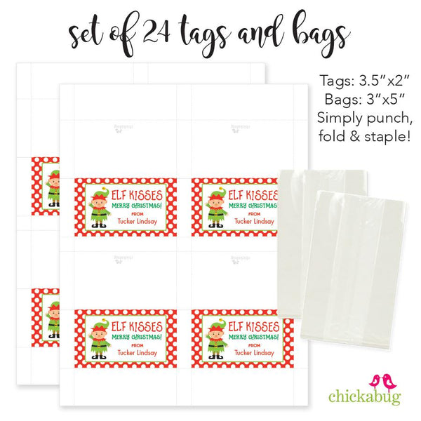 Elf Kisses Christmas Paper Tags and Bags