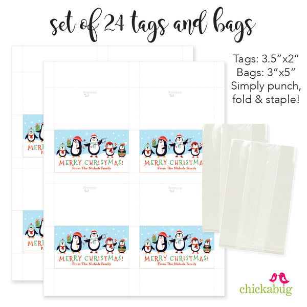 Penguin Family of 5 - Christmas Paper Tags and Bags