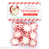 Santa's Old-Fashioned Peppermints Christmas Paper Tags and Bags
