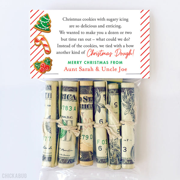 Holiday Dough Treat Bags Money Gifts for Christmas Cash Christmas Gift Tags  Treat Bag Topper Christmas Dough Gift Topper Christmas Gift 