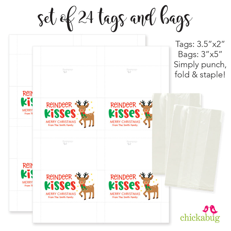 Reindeer Kisses Christmas Paper Tags and Bags