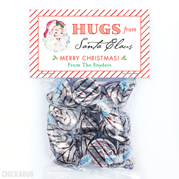 Hugs from Santa Claus Christmas Paper Tags and Bags