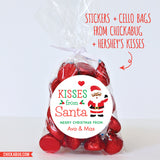 Kisses from Santa Christmas Labels - African-American Santa