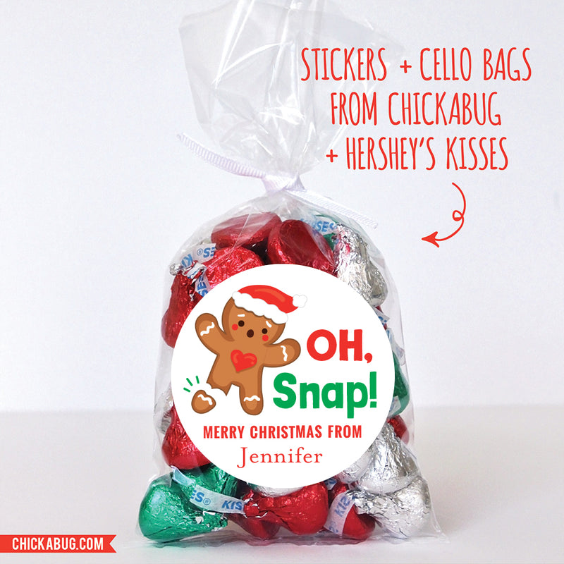 "Oh Snap!" Gingerbread Man Christmas Labels