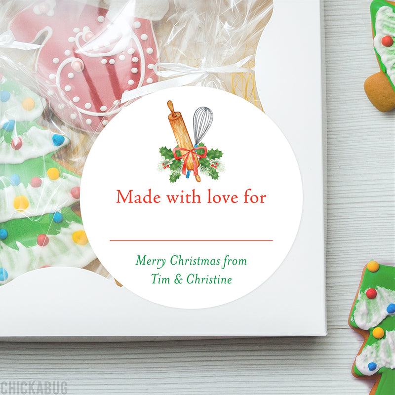 Write-On "Made With Love" Whisk Christmas Baking Labels