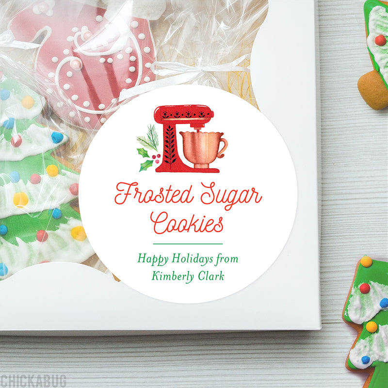 Red Mixer Food & Baking Christmas Gift Labels