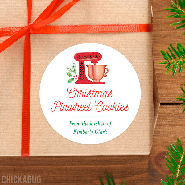 Red Mixer Food & Baking Christmas Gift Labels