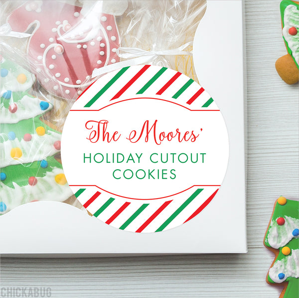 Festive Stripe Christmas Food & Baking Gift Labels