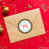 Red and Green Stripe Monogrammed Christmas Labels