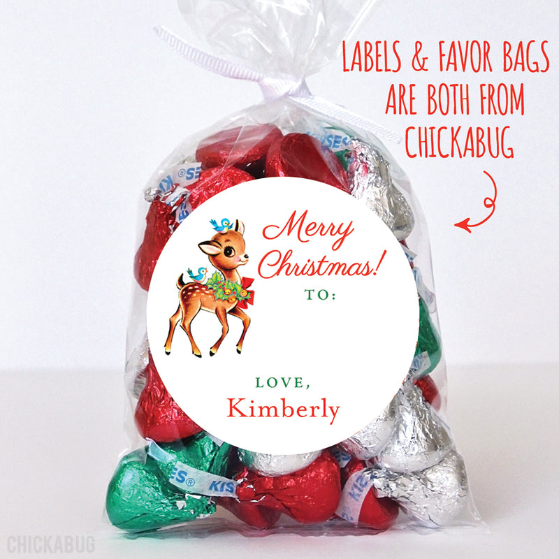 Vintage Reindeer and Bluebirds Christmas Labels