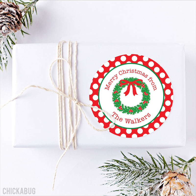Wreath Christmas Gift Stickers