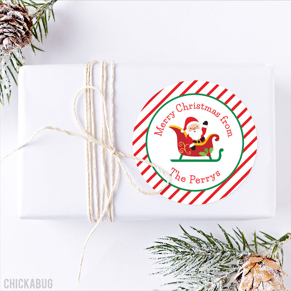 Santa In His Sleigh Christmas Gift Stickers