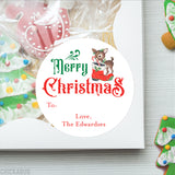 Vintage Reindeer & Santa's Boot Christmas Gift Labels