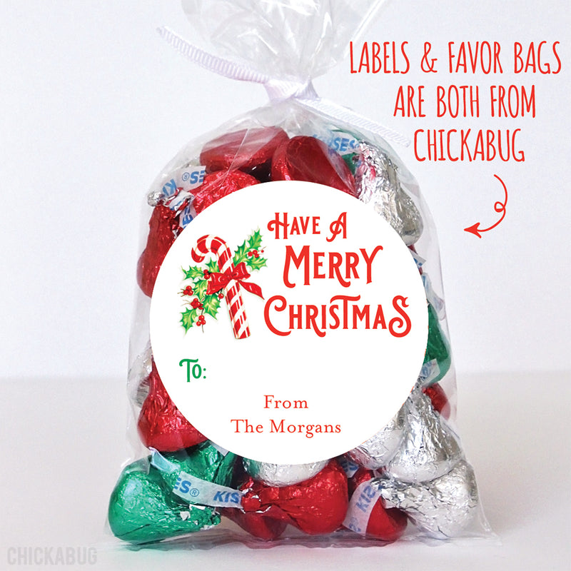 Vintage Candy Cane Christmas Gift Labels