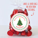 Vintage Christmas Tree Polka Dotted Gift Labels