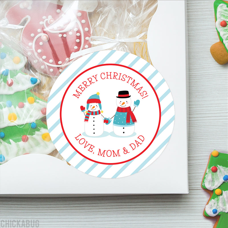 Snowman Couple Christmas Gift Stickers