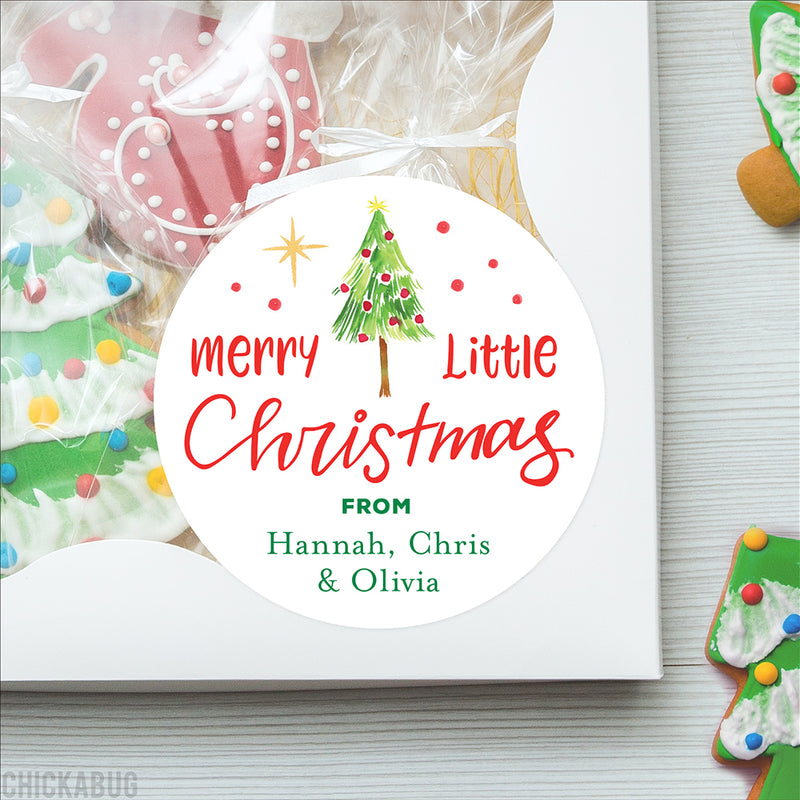 Watercolor Christmas Tree Gift Labels