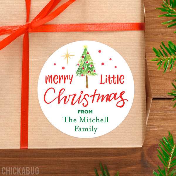 Watercolor Christmas Tree Gift Labels