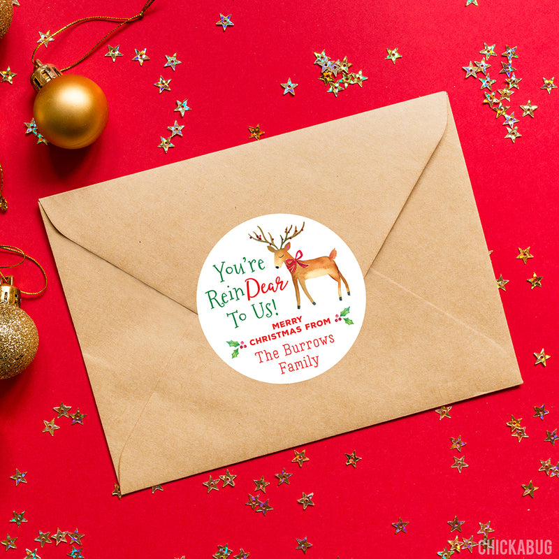 "You're ReinDEAR to Us" Christmas Labels