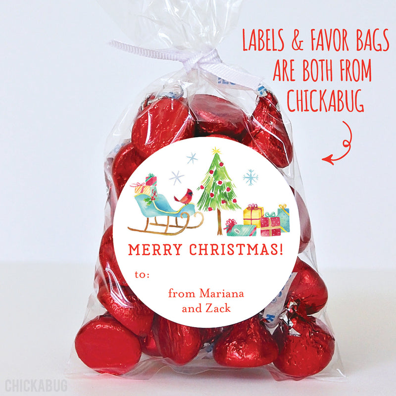 Watercolor Christmas Scene Gift Labels