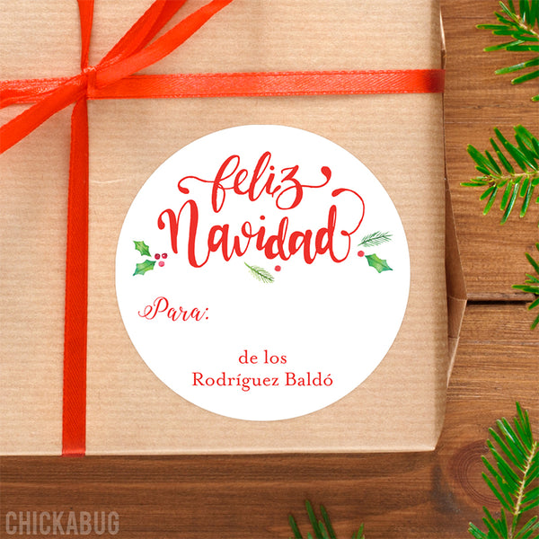 Calligraphy Christmas Gift Labels - Feliz Navidad