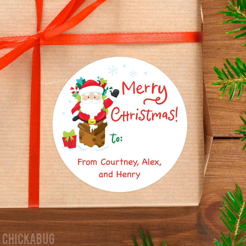 Santa Chimney Christmas Gift Labels