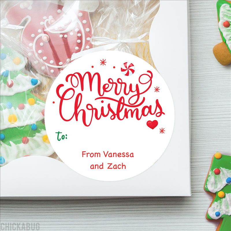 Sweet Calligraphy Merry Christmas Gift Labels