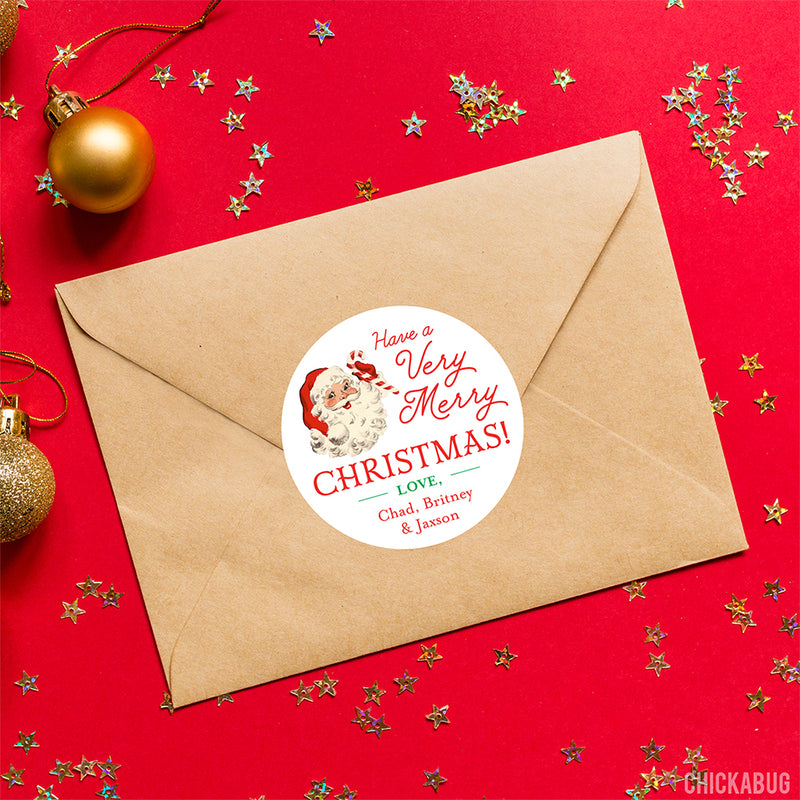 Old-Fashioned Santa Christmas Gift Labels