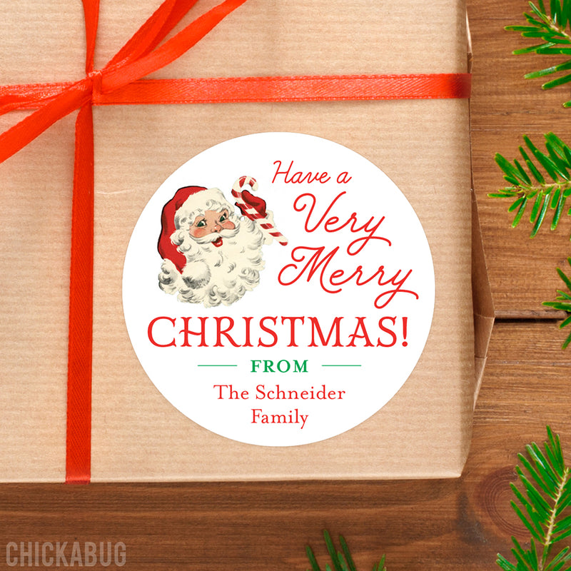 Old-Fashioned Santa Christmas Gift Labels