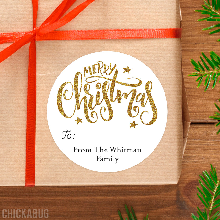 Gold Merry Christmas Gift Labels – Chickabug