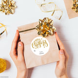 Gold Merry Christmas Gift Labels