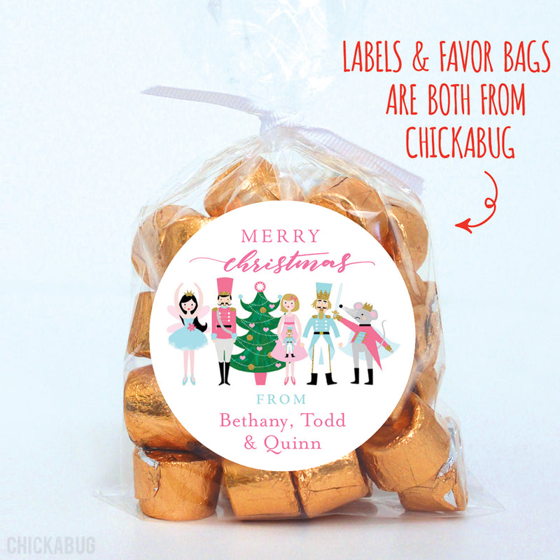 Pink Nutcracker Christmas Gift Labels