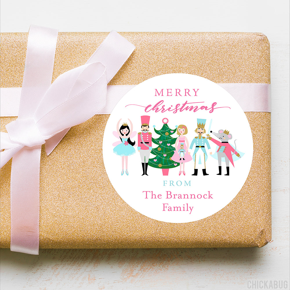 Pink Nutcracker Christmas Gift Labels – Chickabug